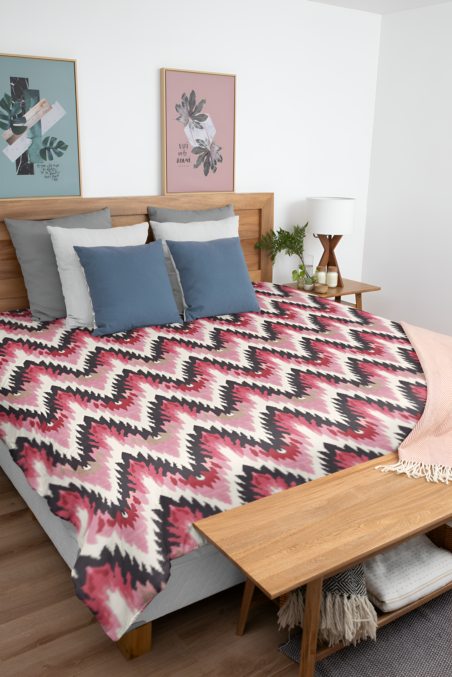 Pink Zig Zag Microfiber Duvet Cover