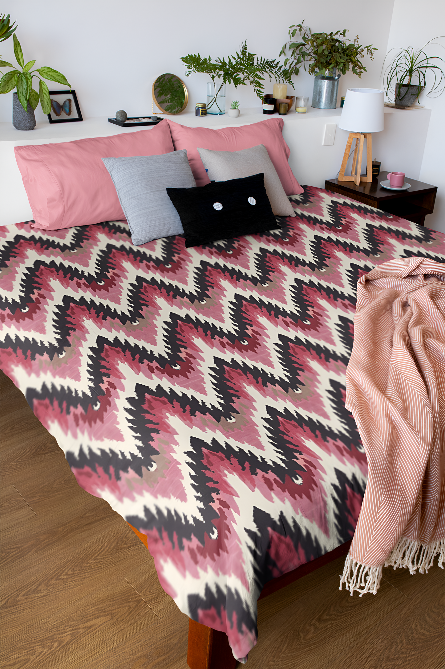 Pink Zig Zag Microfiber Duvet Cover