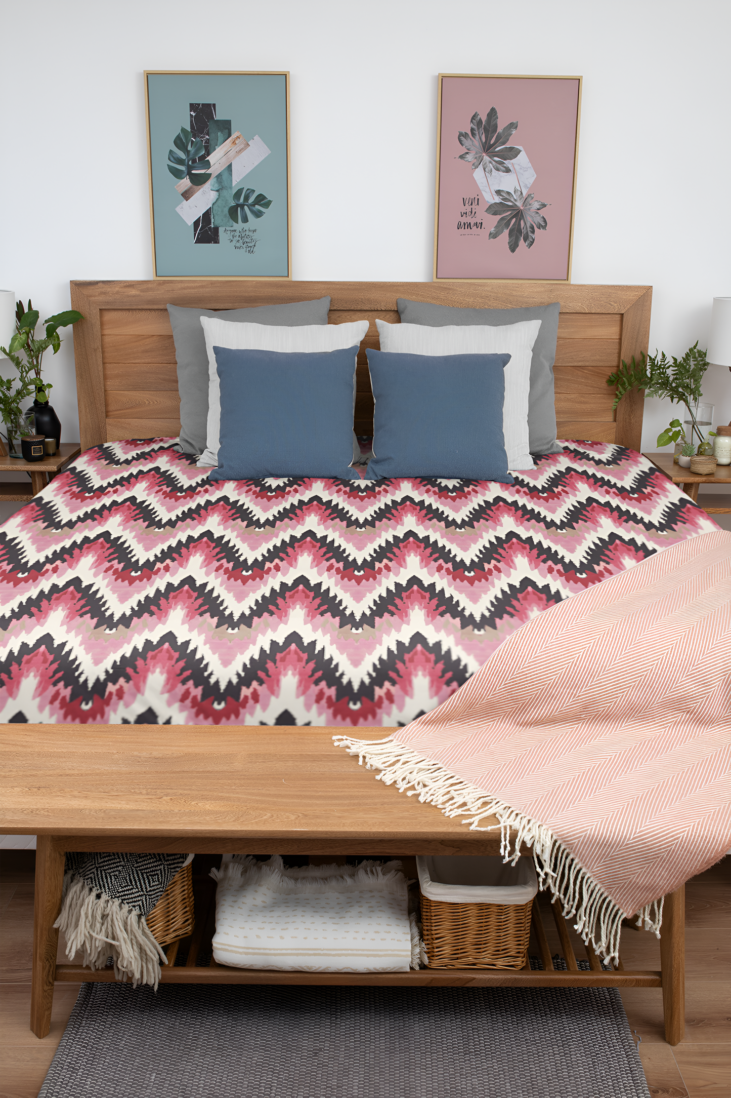 Pink Zig Zag Microfiber Duvet Cover