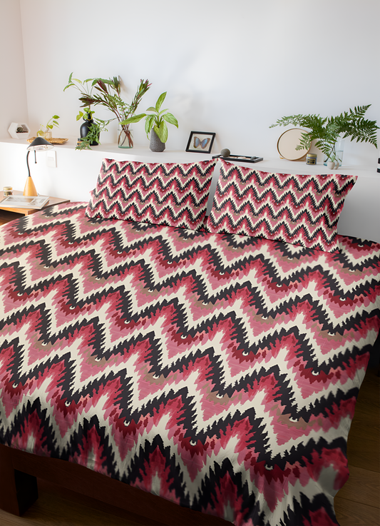 Pink Zig Zag Microfiber Duvet Cover