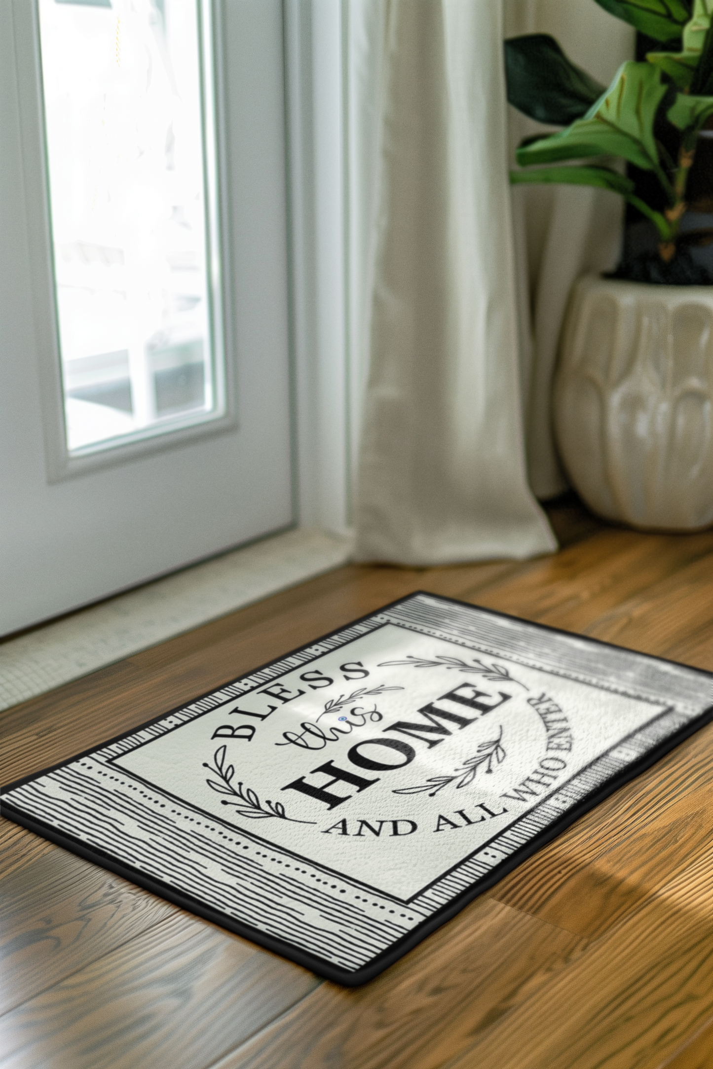 Bless This Home Doormat- White and Black