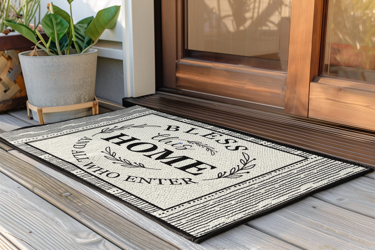Bless This Home Doormat- White and Black