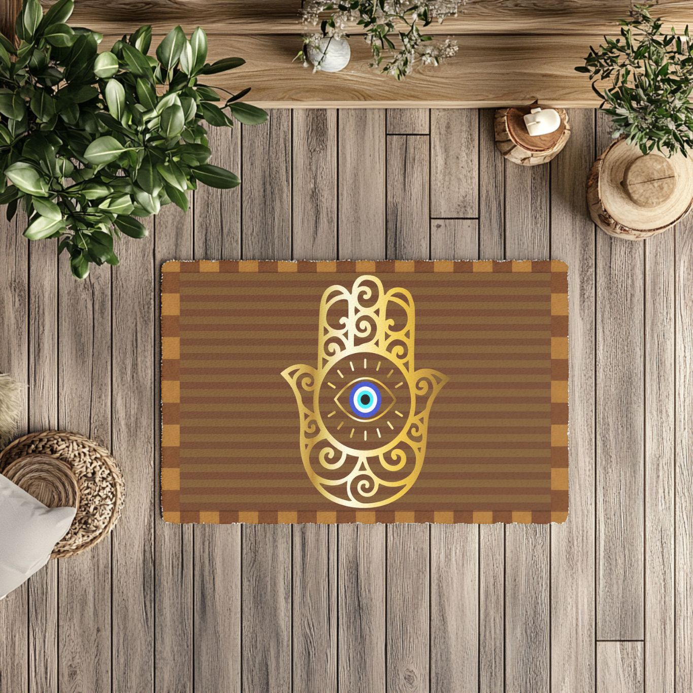 Hamsa Hand Doormat | Evil Eye Welcome Door Mat