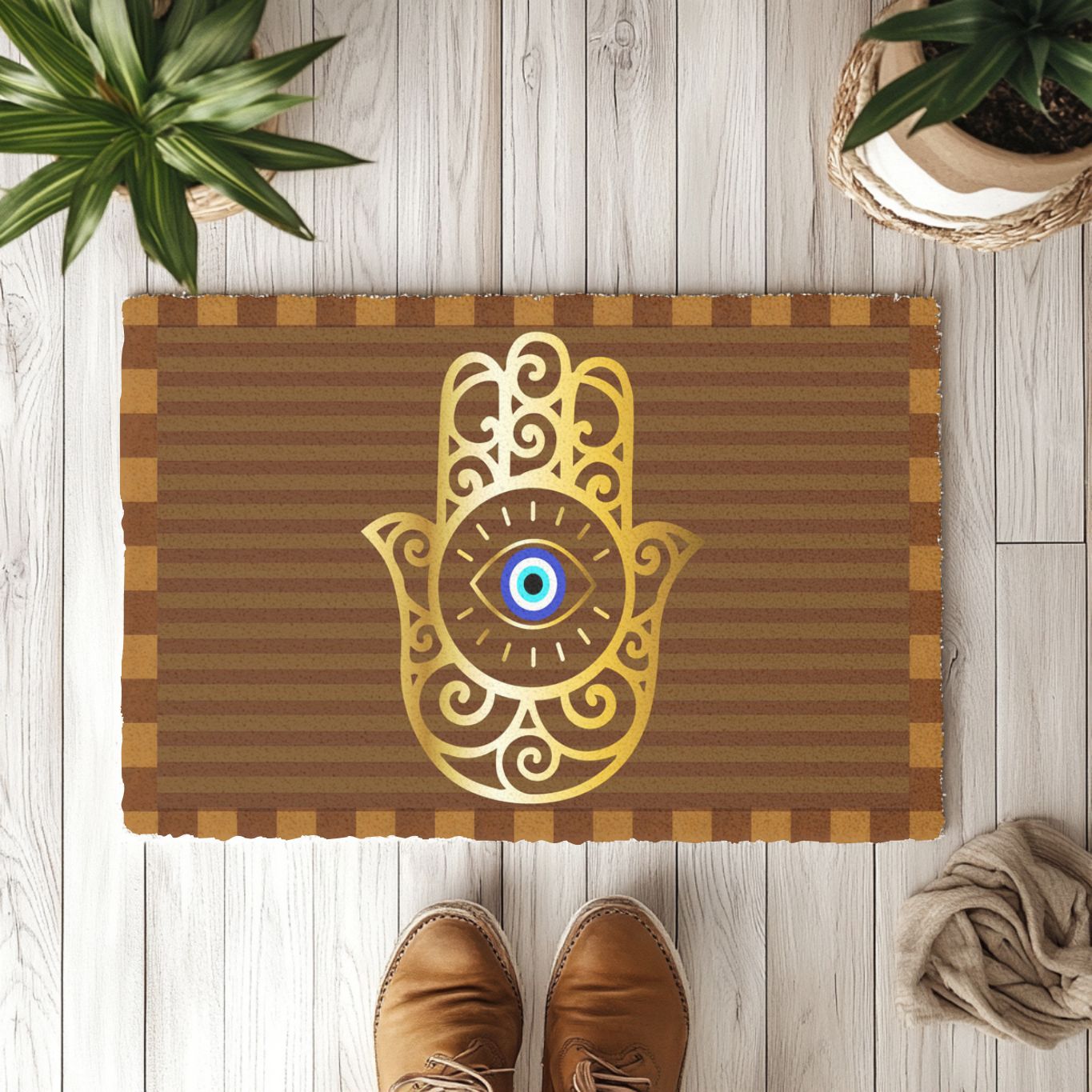 Hamsa Hand Doormat | Evil Eye Welcome Door Mat