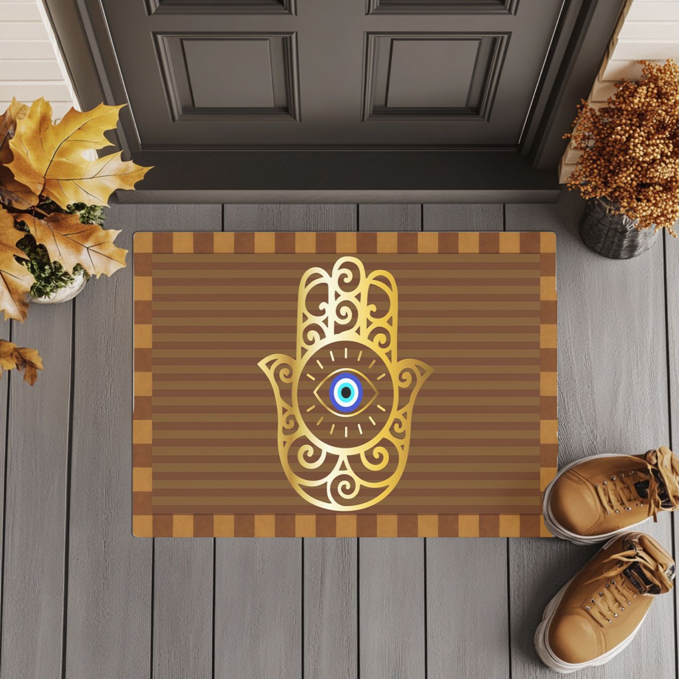 Hamsa Hand Doormat | Evil Eye Welcome Door Mat