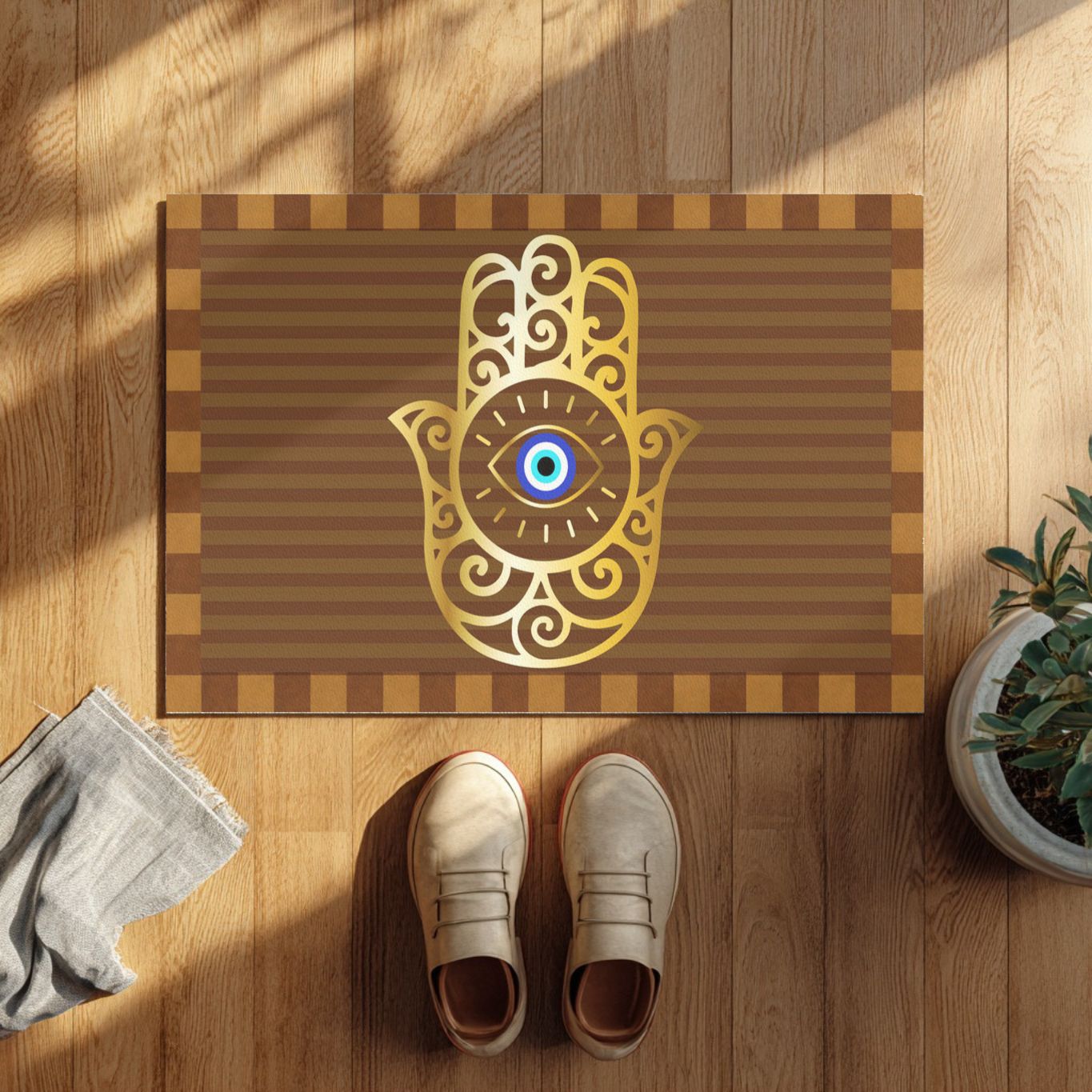 Hamsa Hand Doormat | Evil Eye Welcome Door Mat