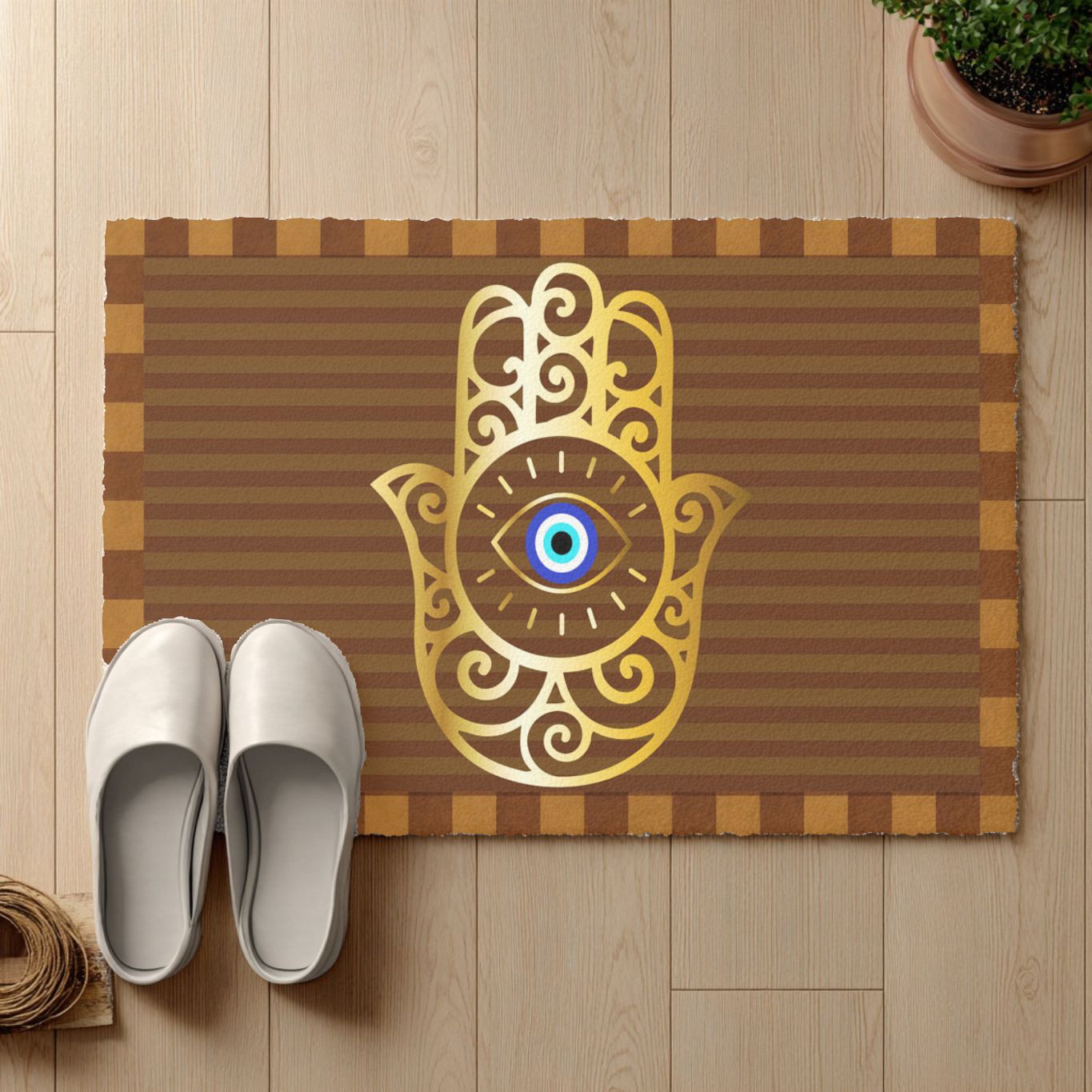 Hamsa Hand Doormat | Evil Eye Welcome Door Mat