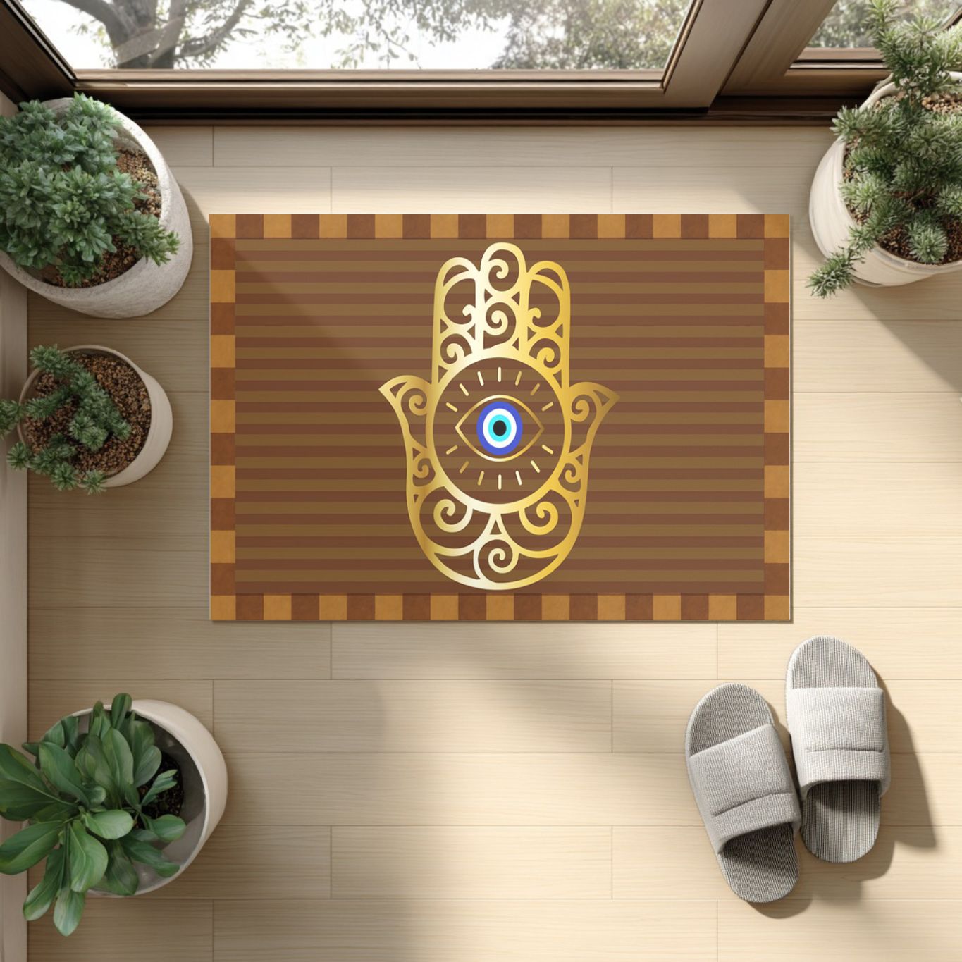 Hamsa Hand Doormat | Evil Eye Welcome Door Mat