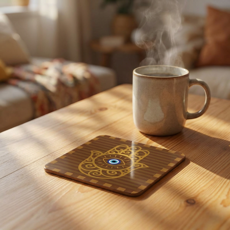 Hamsa Eye Coaster Set | Spiritual Drink Coasters | Protection Home Accessories
