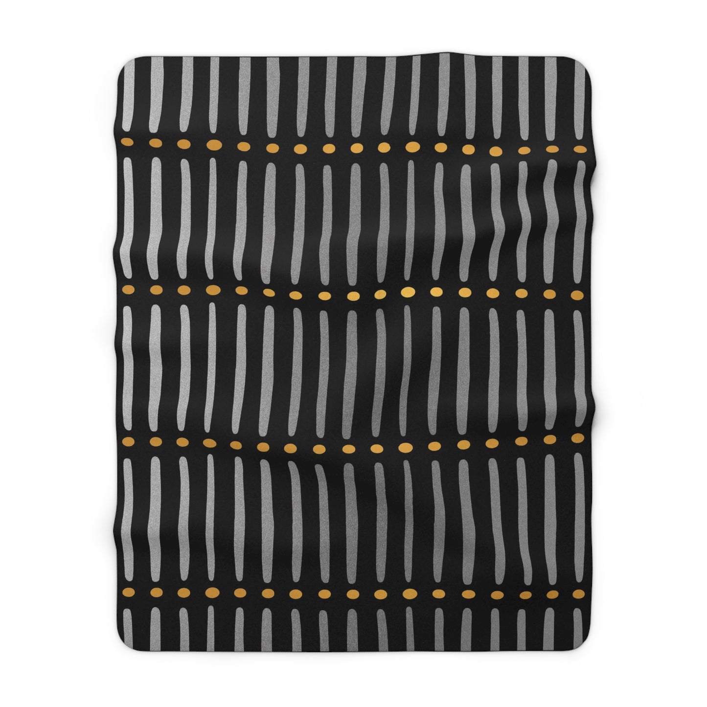 Black Gold Mudcloth Sherpa Blanket