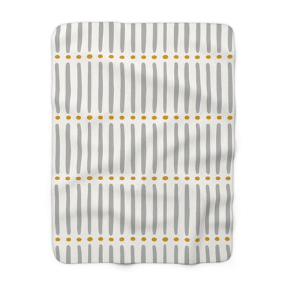 White Gold Mudcloth Sherpa Blanket