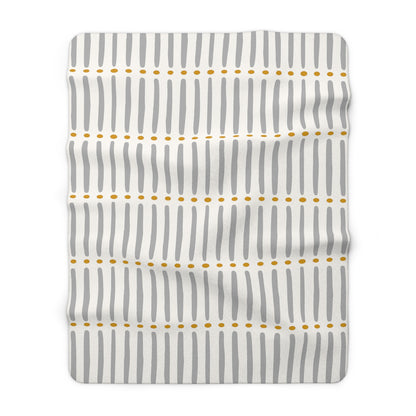 White Gold Mudcloth Sherpa Blanket