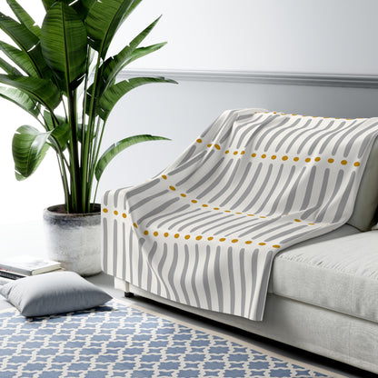 White Gold Mudcloth Sherpa Blanket