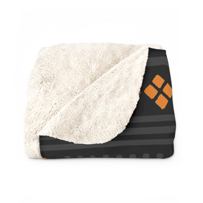 Black Gold Mudcloth Sherpa Blanket