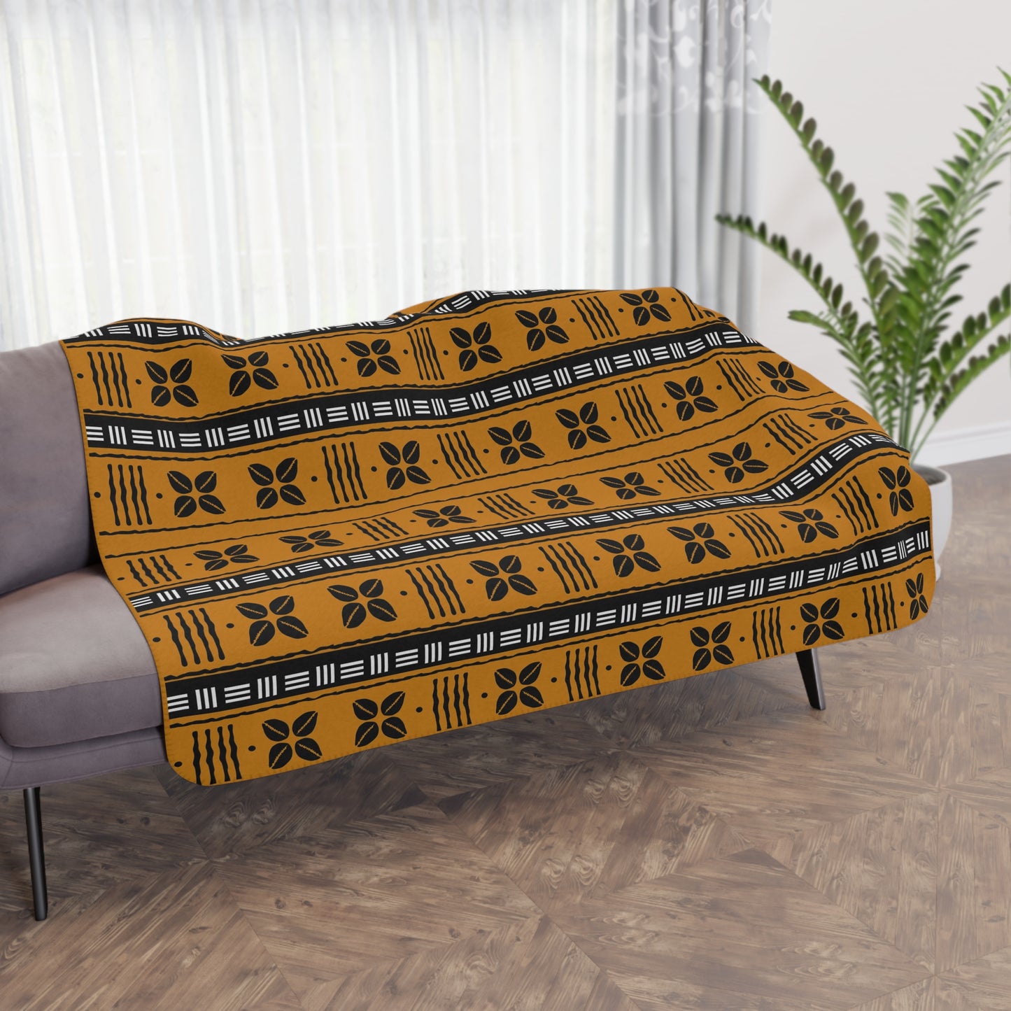 African Cowrie Shells Pattern Sherpa Blanket
