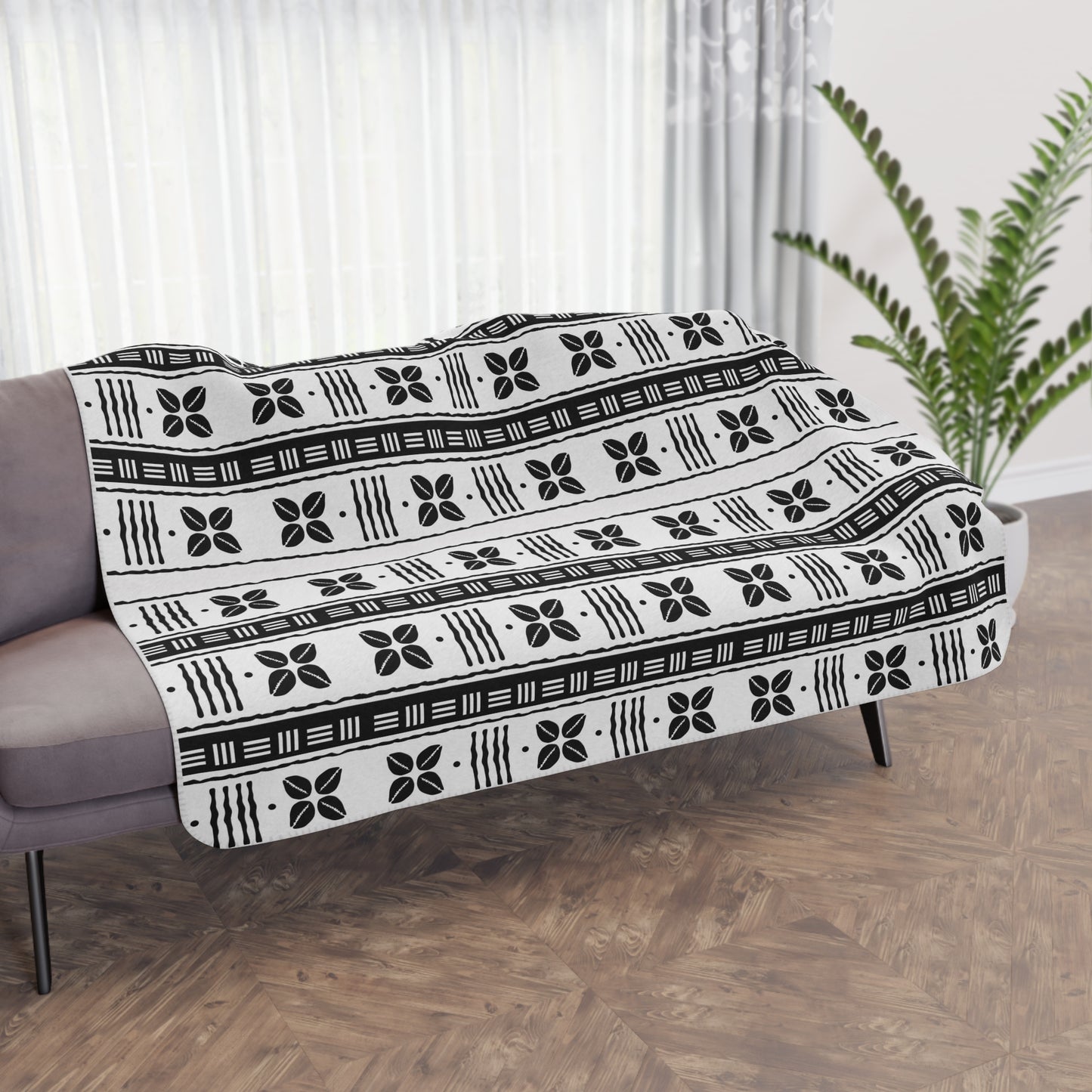 White African Cowrie Shells Sherpa Fleece Blanket