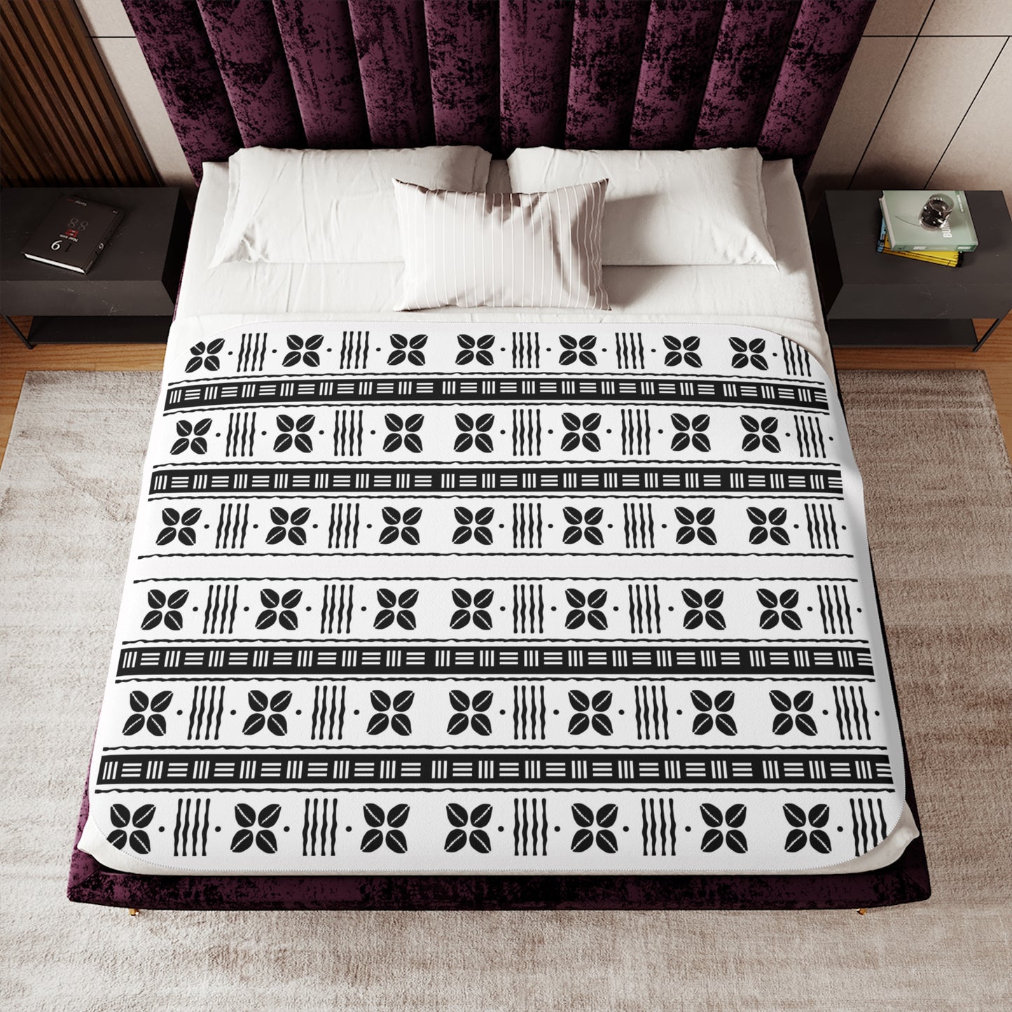 White African Cowrie Shells Sherpa Fleece Blanket