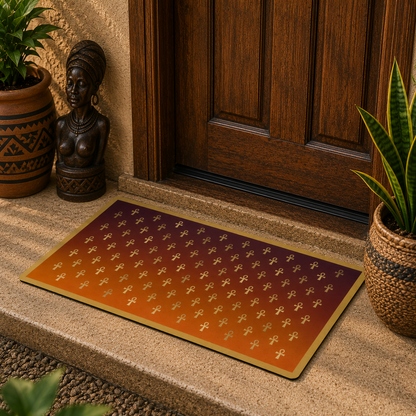 Gold Ankh Pattern Doormat | Egyptian Symbol Home Decor