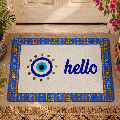 Blue Evil Eye Hello Doormat
