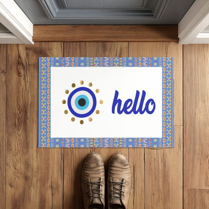 Blue Evil Eye Hello Doormat