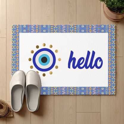 Blue Evil Eye Hello Doormat