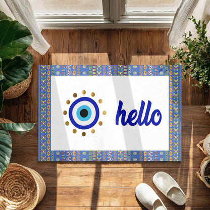Blue Evil Eye Hello Doormat