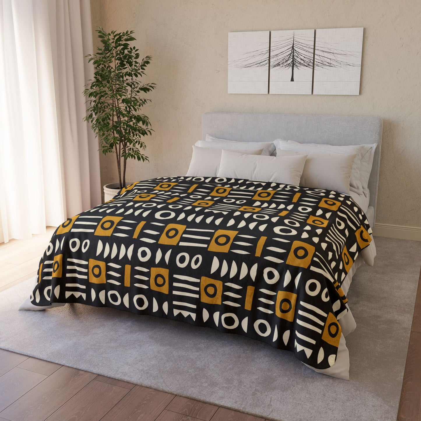 Mud Cloth Sherpa Blanket