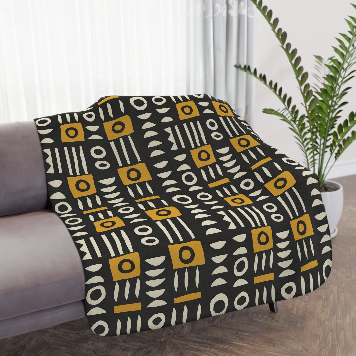Mud Cloth Sherpa Blanket
