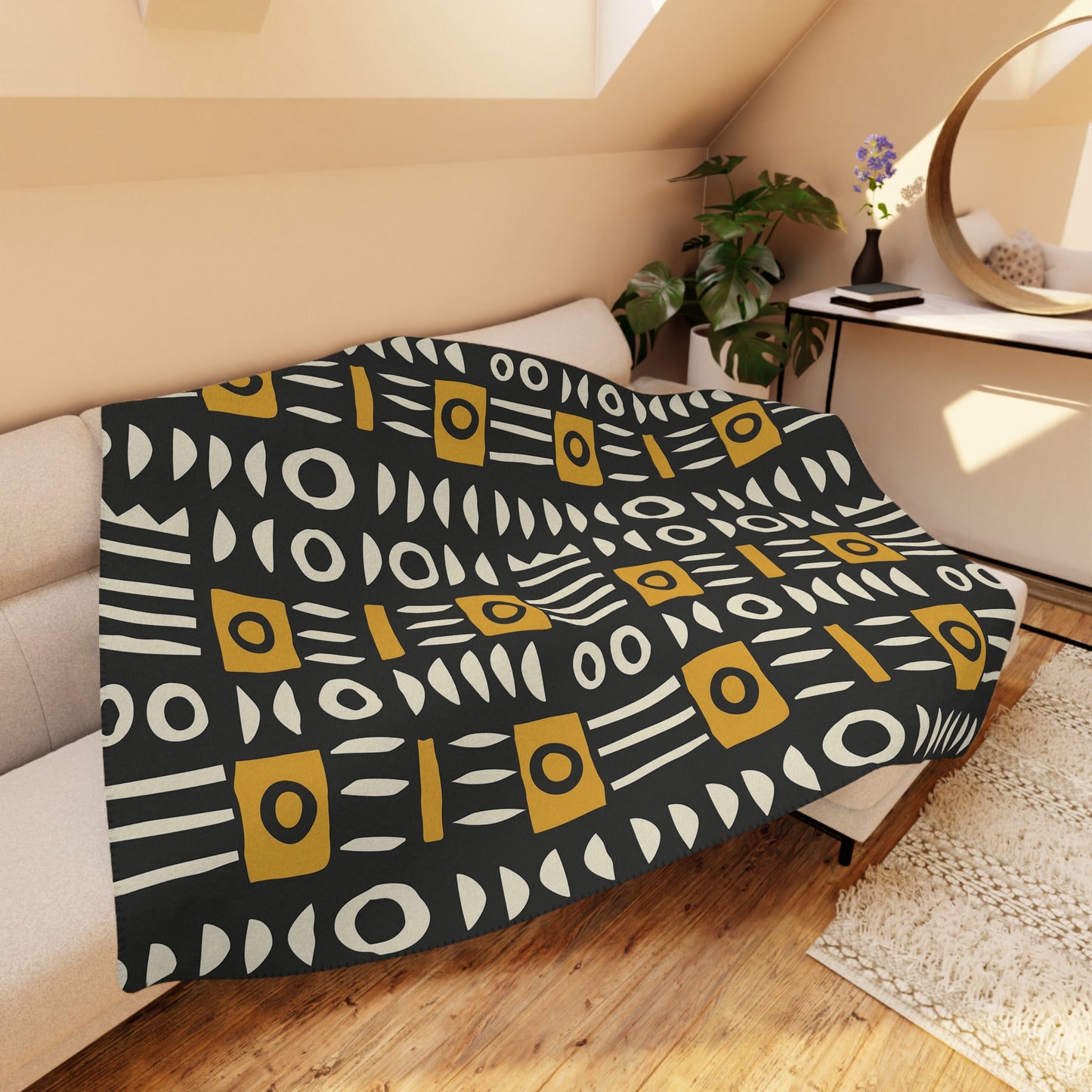 Mud Cloth Sherpa Blanket