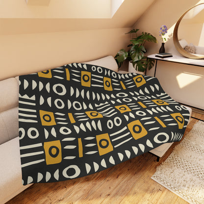 Mud Cloth Sherpa Blanket