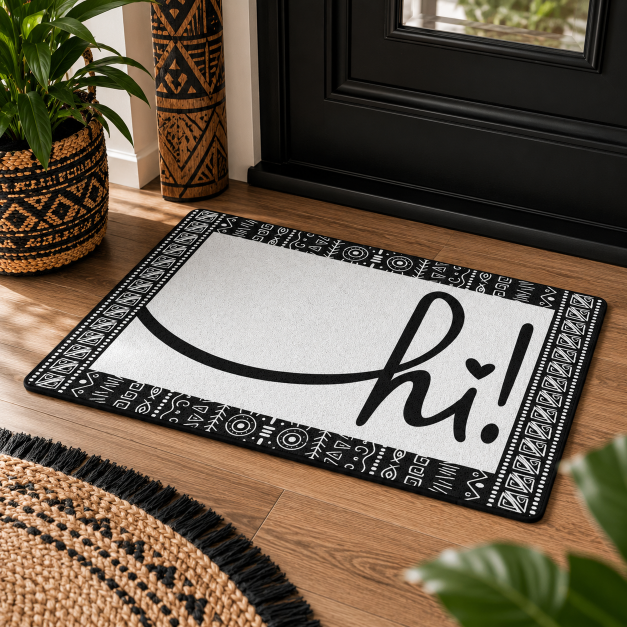 White Afro Boho Hi Doormat