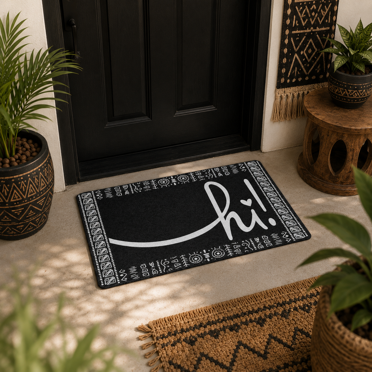 Black Afro Boho Hi Doormat