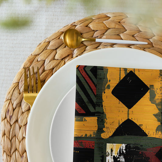 African Art Tribal Print Cloth Napkins Set of 4