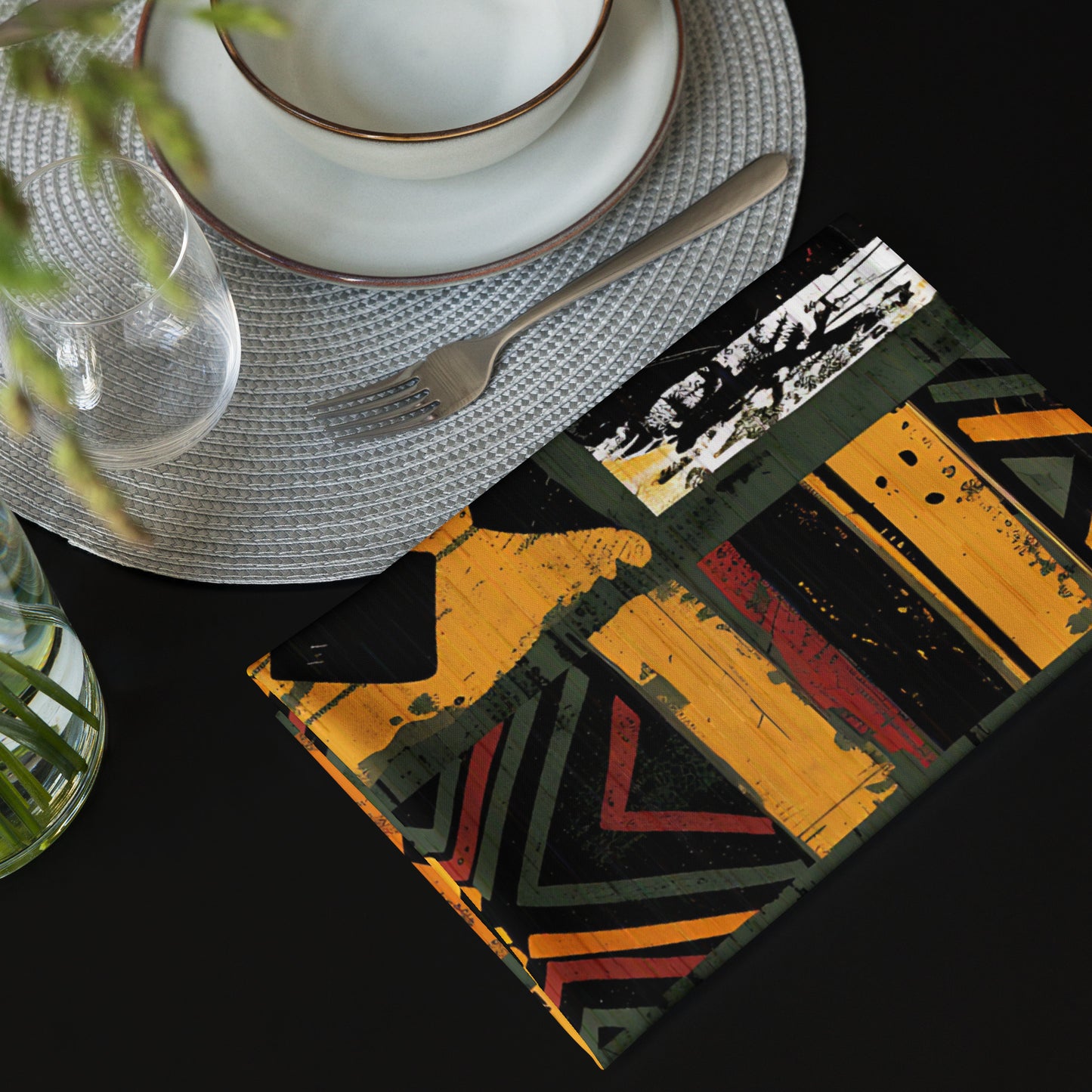 African Art Tribal Print Cloth Napkins Set of 4