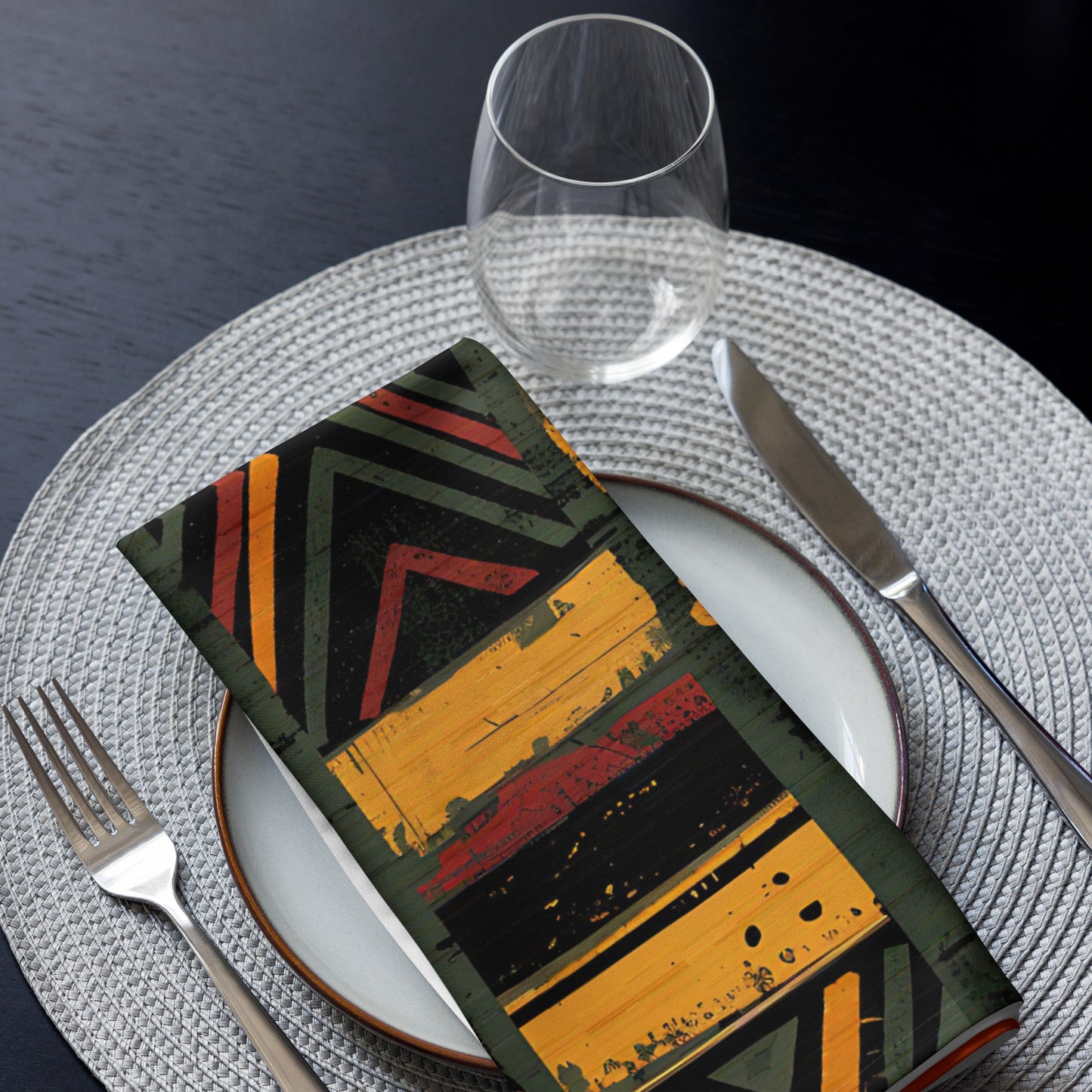 African Art Tribal Print Cloth Napkins Set of 4
