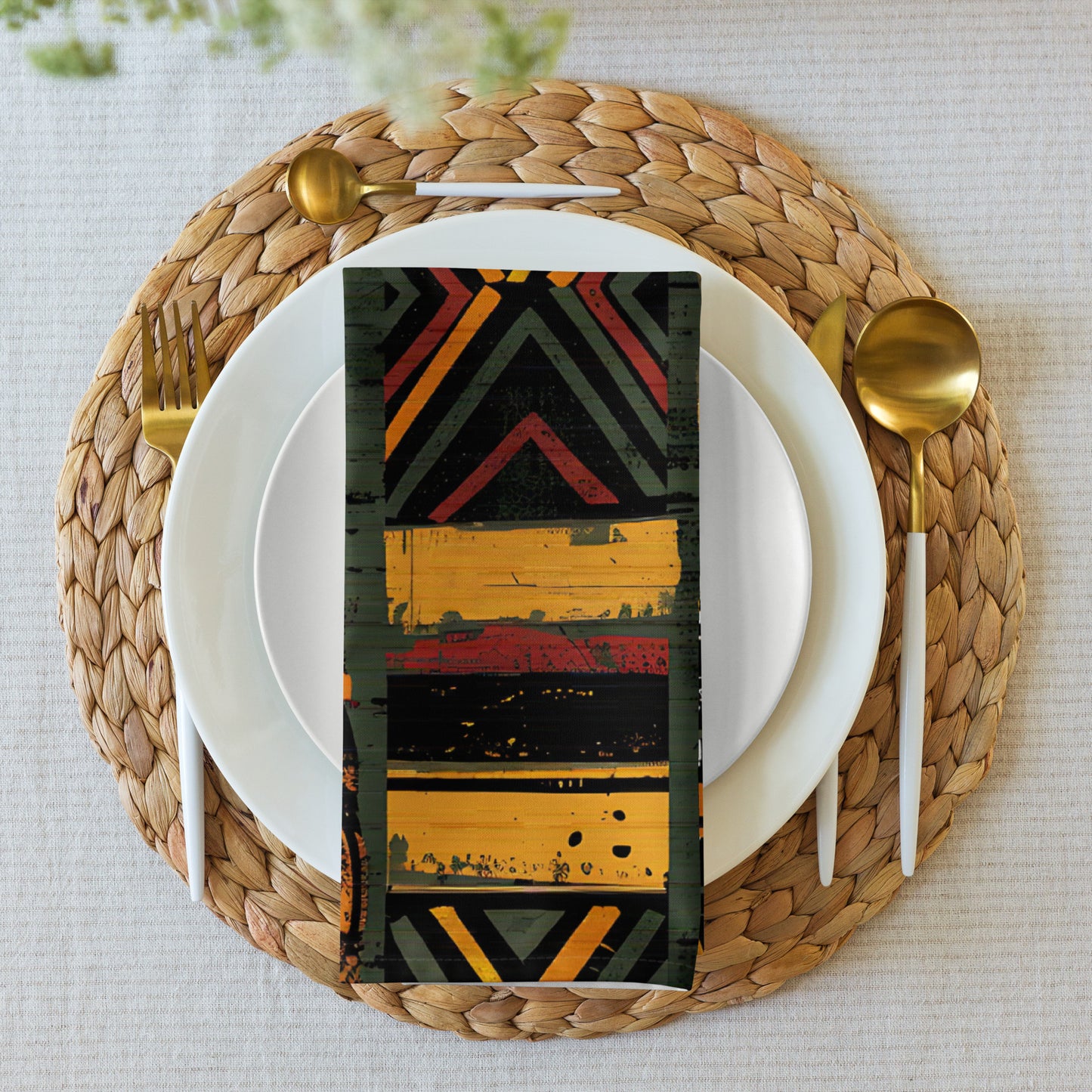 African Art Tribal Print Cloth Napkins Set of 4