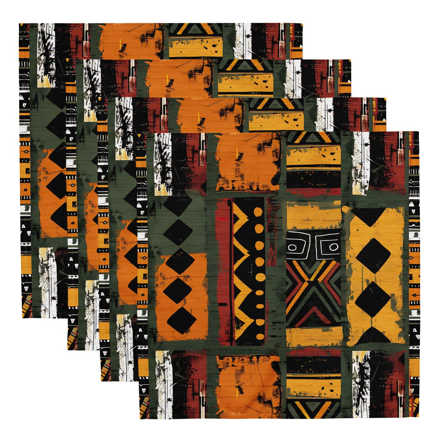 African Art Tribal Print Cloth Napkins Set of 4