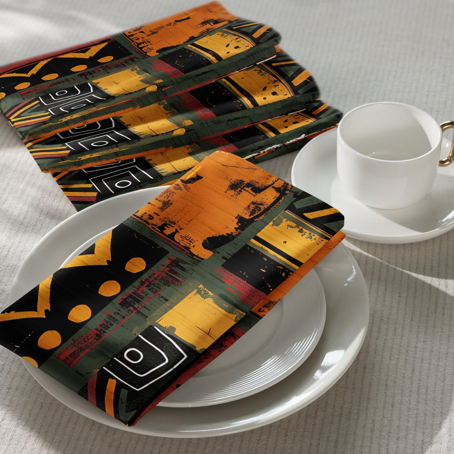 African Art Tribal Print Cloth Napkins Set of 4