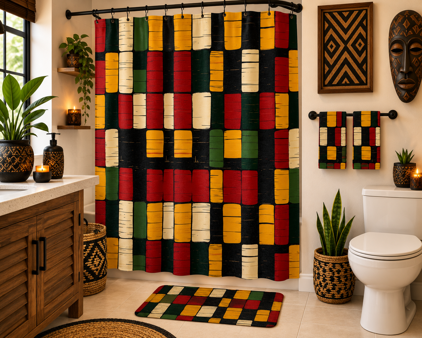 African Kente Pattern Shower Curtain