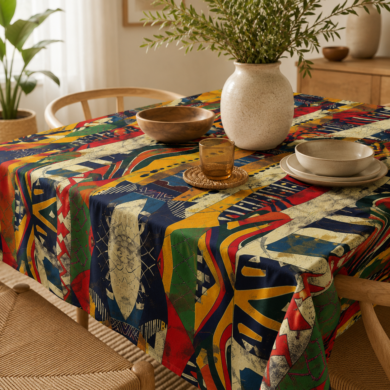 Colorful African Tribal Tablecloth