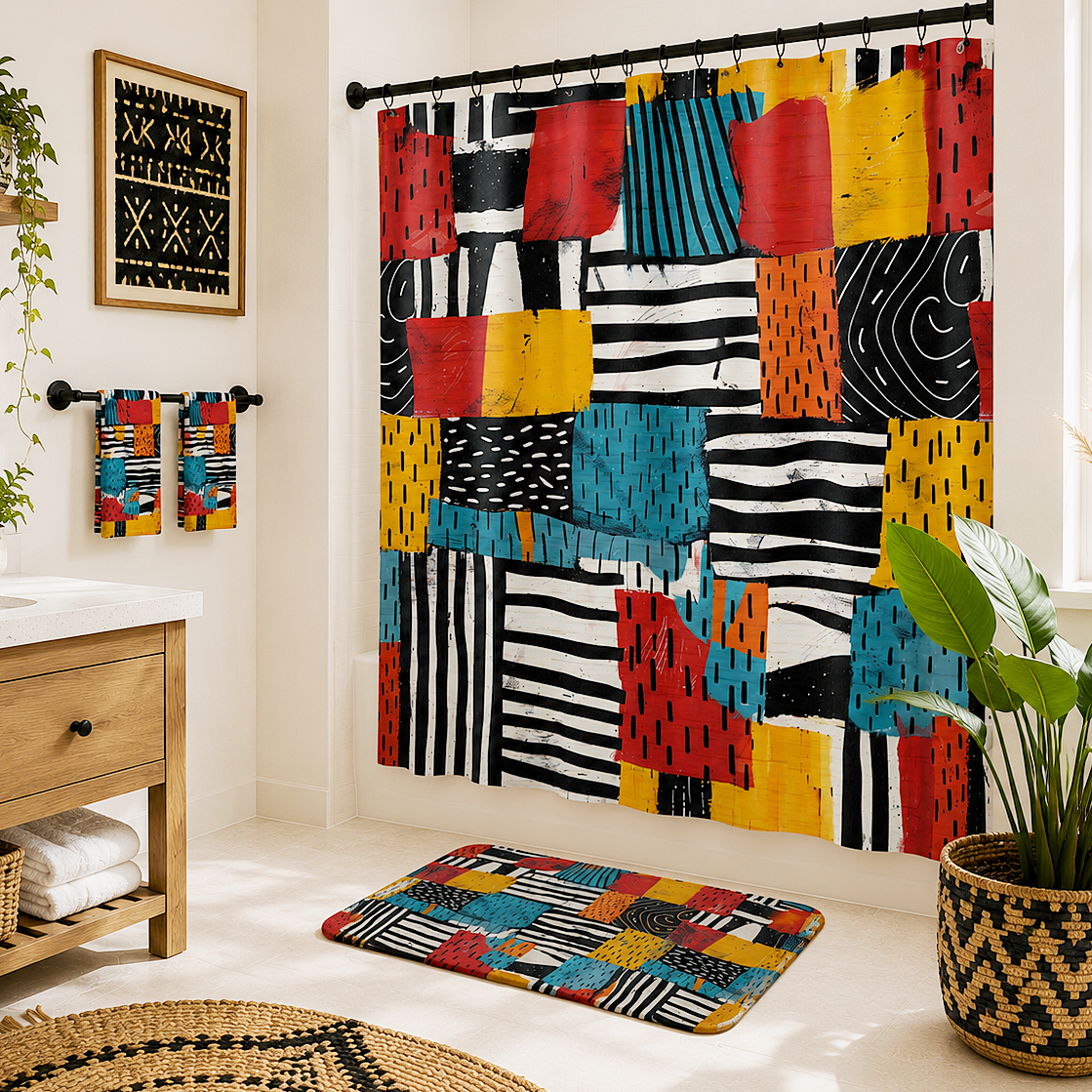 Abstract Tribal Shower Curtain