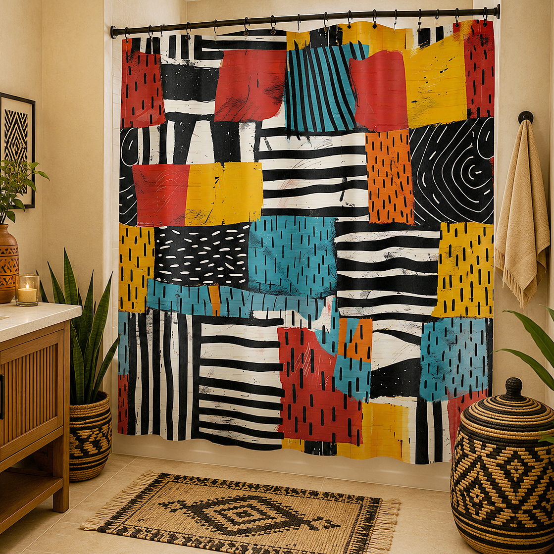 Abstract Tribal Shower Curtain