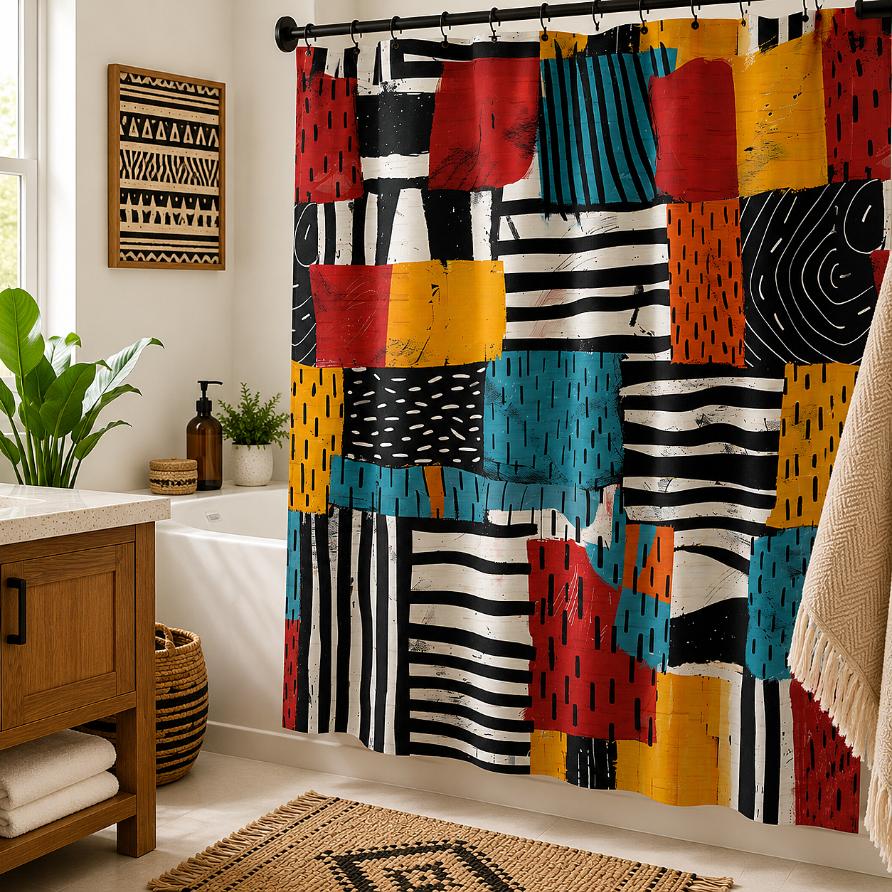 Abstract Tribal Shower Curtain
