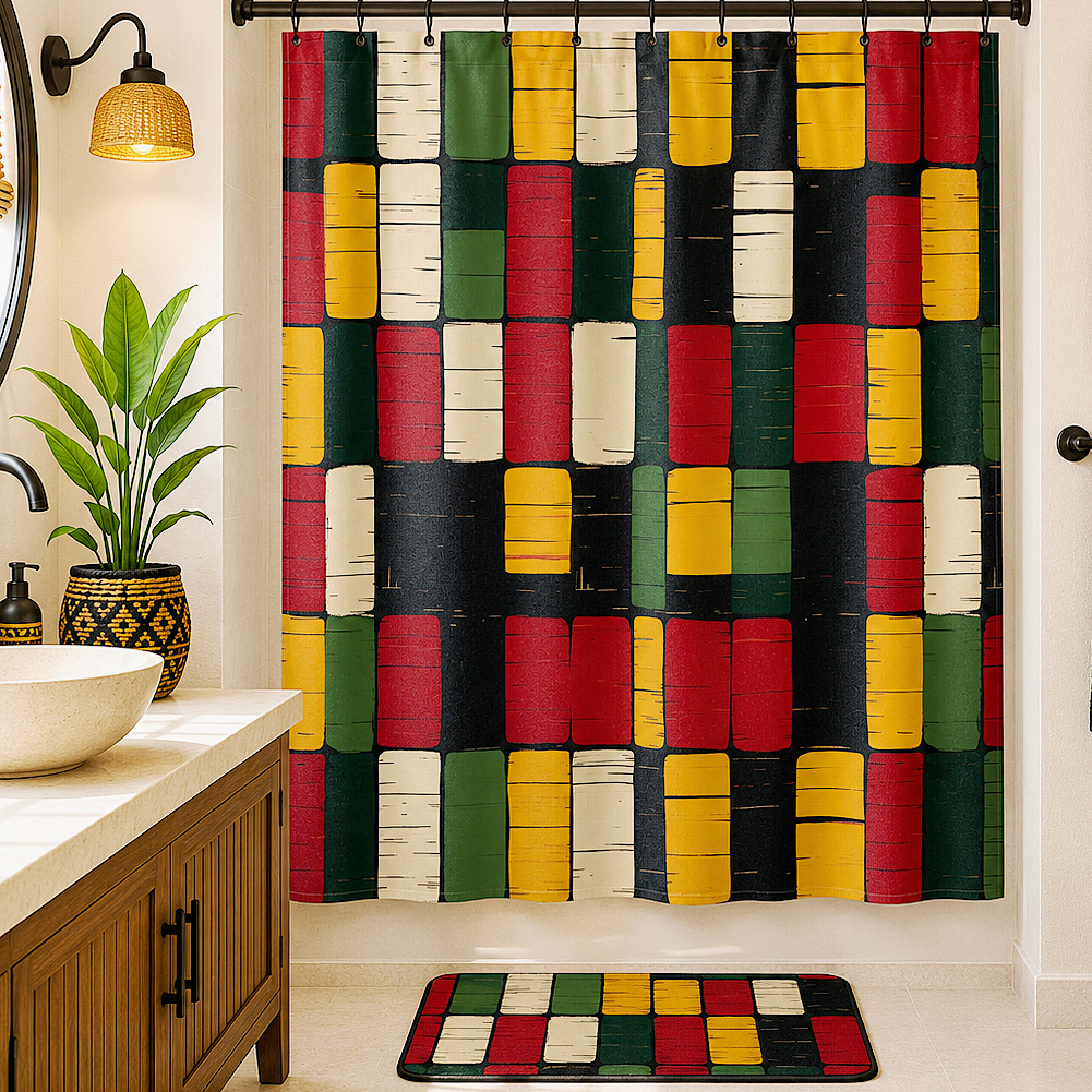 African Kente Pattern Shower Curtain