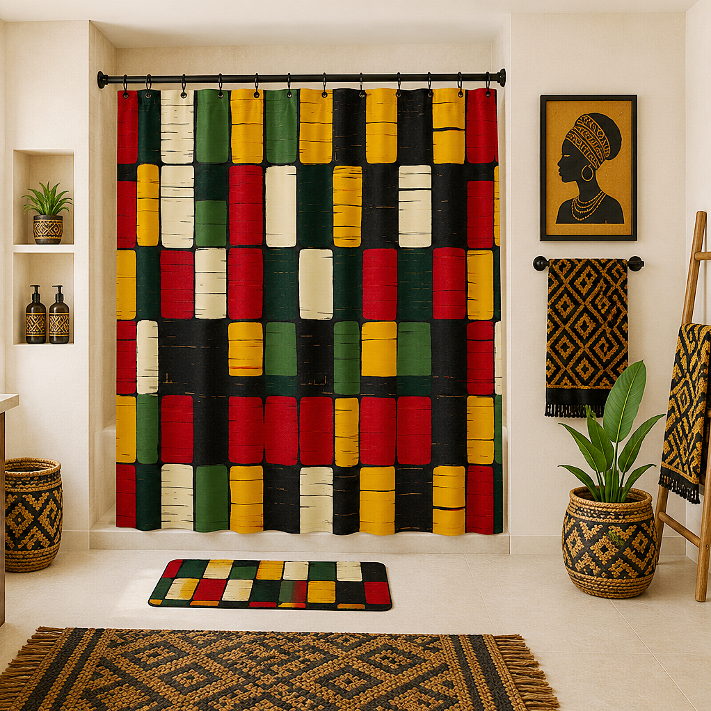 African Kente Pattern Shower Curtain