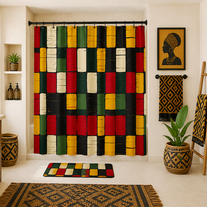 African Kente Pattern Shower Curtain