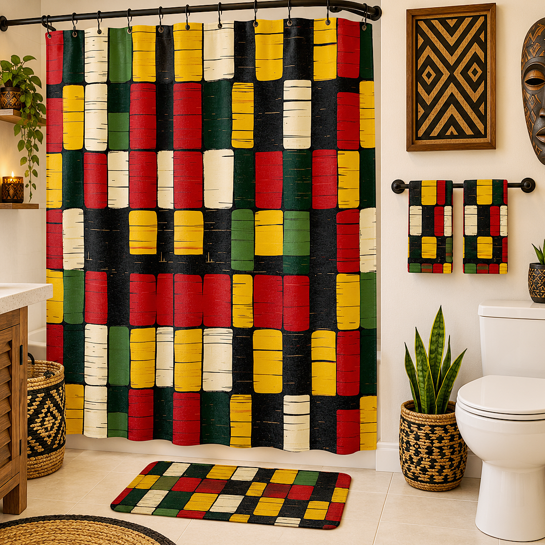 African Kente Pattern Shower Curtain