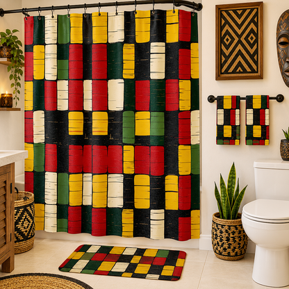 African Kente Pattern Shower Curtain