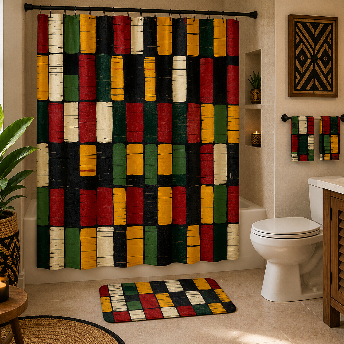 African Kente Pattern Shower Curtain