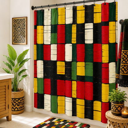 African Kente Pattern Shower Curtain